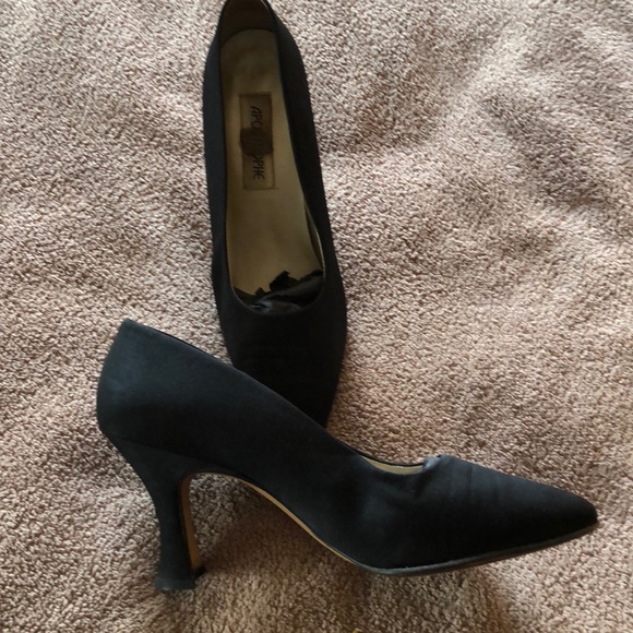 Evening satin Black heels vintage 11m - Picture 4 of 6